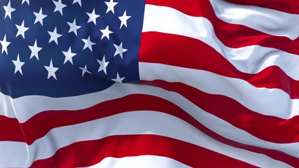 US Flag in Slow Motion Classic Flag Smooth blowing in the wind on a windy day rising sun 4k Continuous seamless loop Background