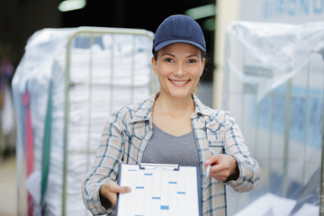 female laundry delivery worker