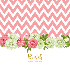 Wedding invitation with wild rose flowers