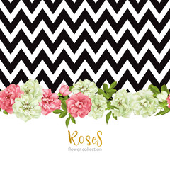 Wedding invitation with wild rose flowers