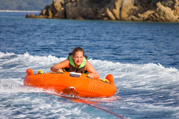 Children water sport adventure on the sea