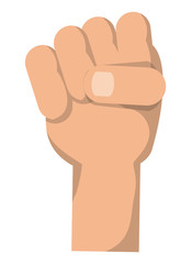 hand with clenched fist icon over white background, colorful design. vector illustration