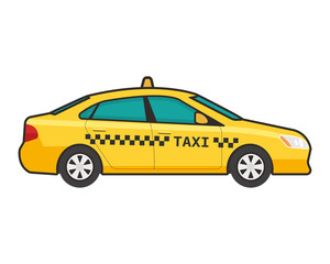 Taxi car icon. flat line illustration. Pop art style.