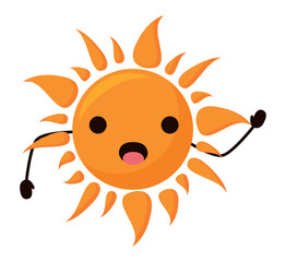 kawaii surprised sun icon over white background, colorful design. vector illustration