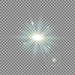 Light circle with glare, green color