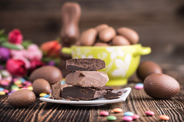 chocolate Easter eggs with raw chocolate