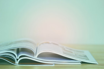 Close up stacking of magazine, vintage color tone