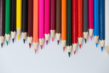 Color pencils isolated on white background.Close up.