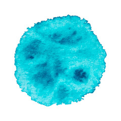 watercolor turquoise circle, stain