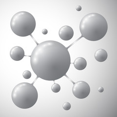 Big molecule on grey background, illustration