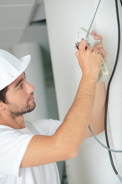 Electrician on building site