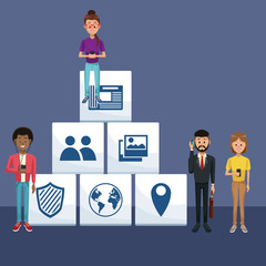 Young people and social media vector illustration graphic design