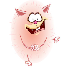 cartoon funny fluffy pink joyful cat dancing