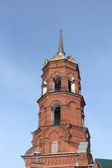 Belfry of the Church of the Icon of the Mother of God of Tikhvin, Kungur city, Perm Territory, Russia. Founded in 1756