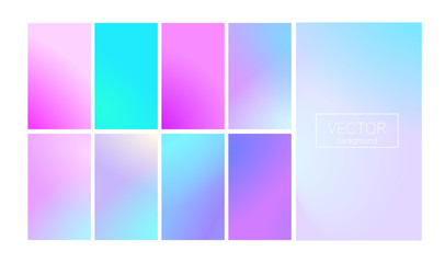 Modern gradient set with vertical abstract backgrounds. Colorful fluid cover for poster, banner, flyer and presentation. Trendy soft color. Template with modern gradient set for screens and mobile app