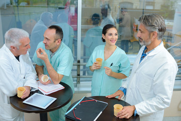 mingling in the cafeteria