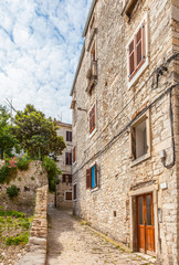 Fototapeta na wymiar Houses in old town of Pula city in Croatioa.