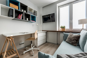 Simple white desk and chair