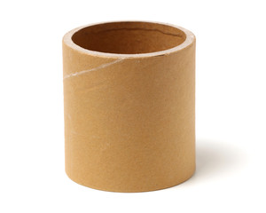 Brown paper roll on white background