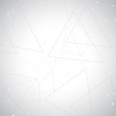 Grey graphic background molecule and communication. Connected lines with dots, illustration