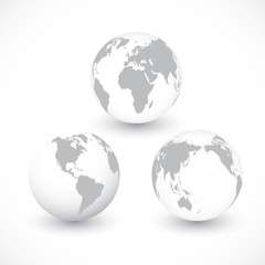 Set Of Grey World Globes ,Illustration