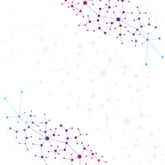 colorful graphic background molecule and communication. Connected lines and dots, illustration