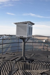 Stevenson screen in a weather station on the summit of Śnieżka - Karkonoski National Park, Poland