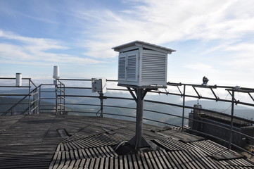 Stevenson screen in a weather station on the summit of Śnieżka - Karkonoski National Park, Poland