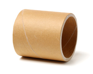 Brown paper roll on white background