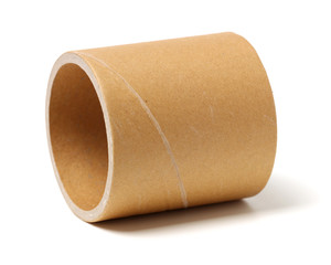 Brown paper roll on white background