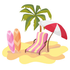 Fototapeta na wymiar Summer time background banner design template and season elements beach