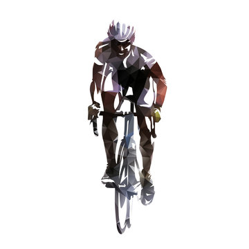 Road cycling. Bicycle racing polygonal vector illustration