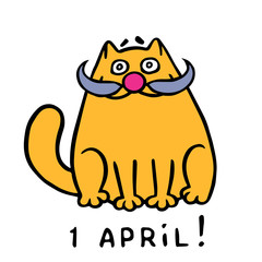 Cute fat orange cat with clown mask. Vector Illustration.