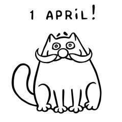 Funny fat cat with clown mask. Vector Illustration.