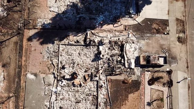 Shocking aerial of devastation from the 2017 Santa Rosa Tubbs fire disaster which destroyed whole neighborhoods.