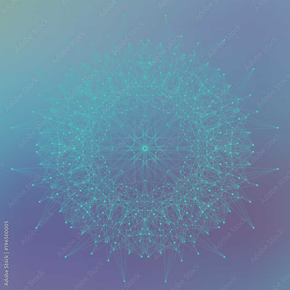 Aufkleber geometric abstract form with connected lines and dots. modern illustration