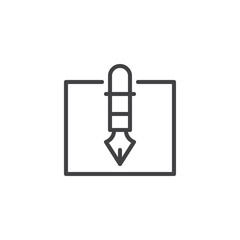 Fountain pen and paper outline icon. linear style sign for mobile concept and web design. Writing simple line vector icon. Symbol, logo illustration. Pixel perfect vector graphics