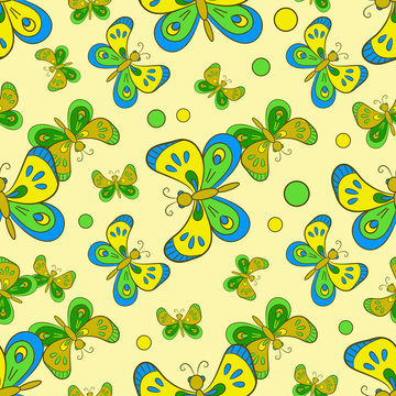 pattern with colorful butterflies