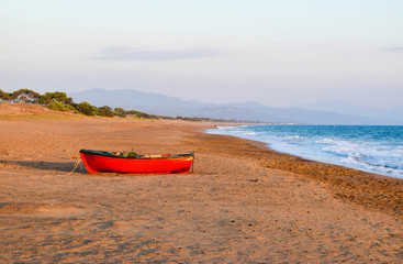 The boat on Kaifas beach, Greece.