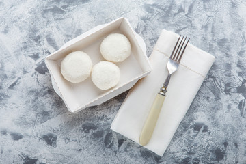Cottage cheese balls coconut