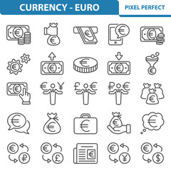 Currency - Euro Icons. Professional, pixel perfect icons depicting various finance, money and currency concepts. EPS 8 format.