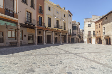 Fototapeta na wymiar Street view, square, Plaza Nova, Alcover, province Tarragona, Catalonia, Spain.