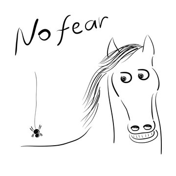The horse is afraid of the spider on his back sketch