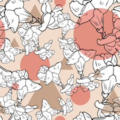 hand drawn floral seamless pattern. Abstract geometric design