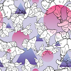 hand drawn floral seamless pattern. Abstract geometric design
