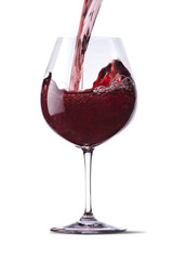 Red wine isolated on white