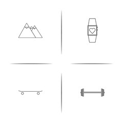 Fototapeta na wymiar Sport Fitness And Recreation simple linear icon set.Simple outline icons