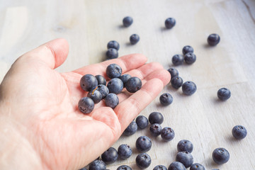 Blueberries in a hand