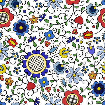 Traditional, modern Polish - Kashubian floral folk pattern vector