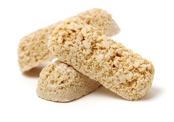Cereal bars on white background